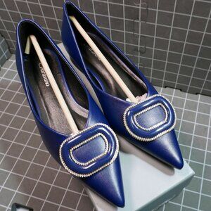 C Paravano Pointed Toe Ballet Flats Blue Size 5.5